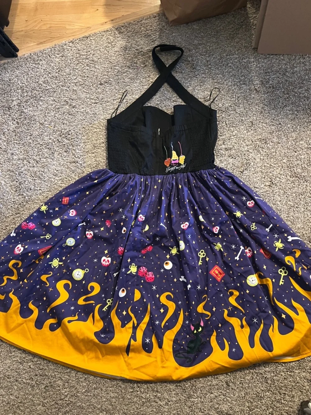 Hocus Pocus Halter Fit & Flare 50’s MCM Silhouette Dress - Picture 2 of 5